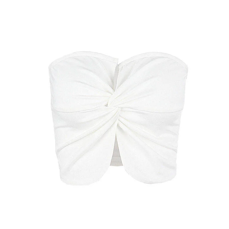 Uveng Uveng Women's Summer Fashion Short Bow Slim Sleeveled Kink Collar Chest