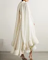Cape-Effect Tie-Detailed Ruffled Crepe Dress