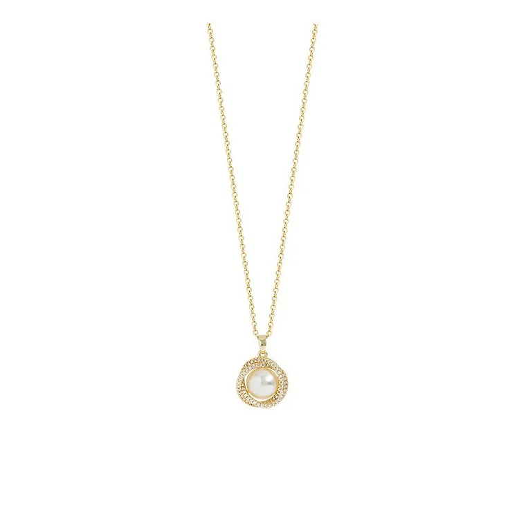 Light luxury diamond pearl pendant high-end women's necklace