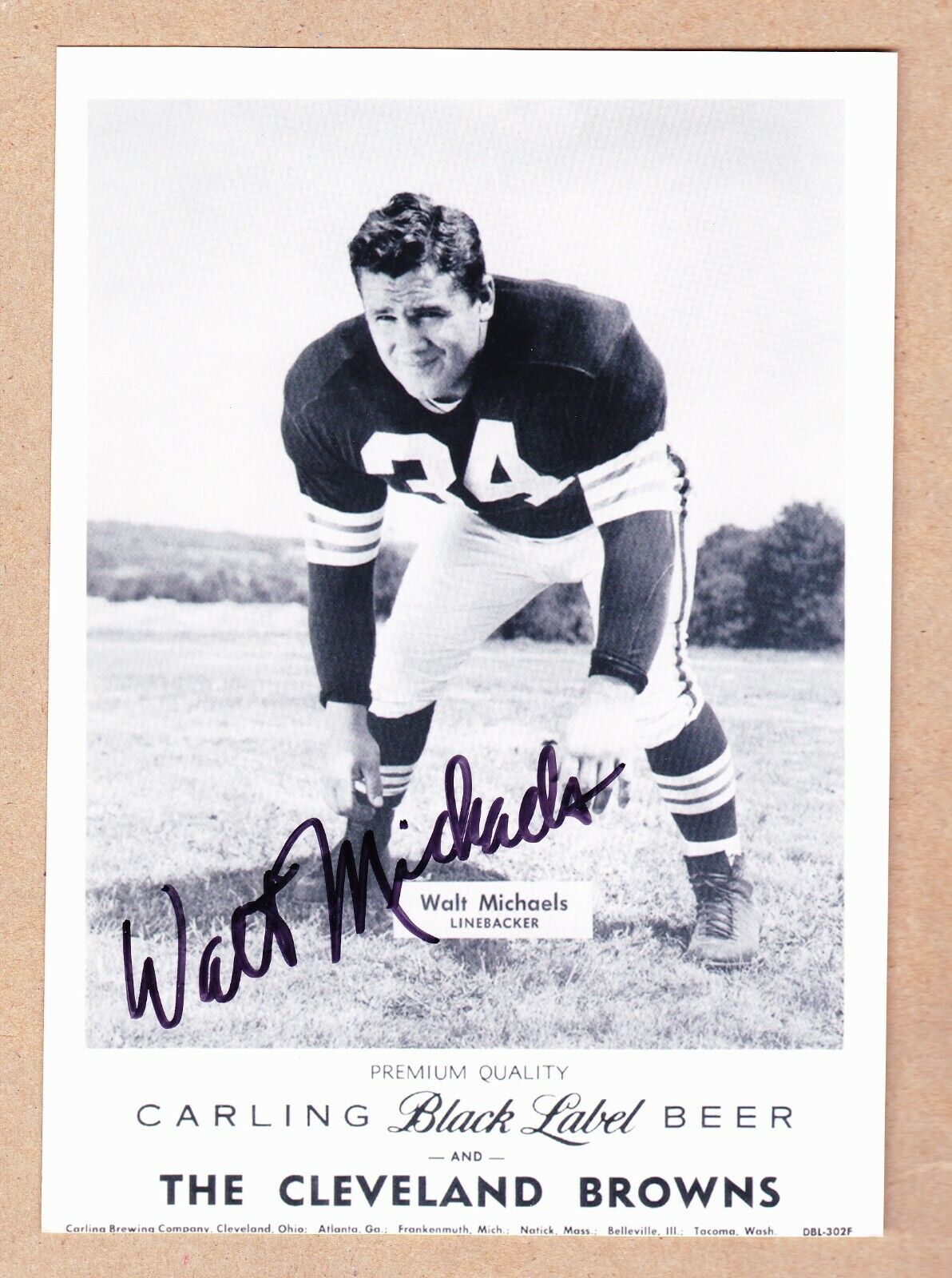 Walt Michaels(DEC) 1959 signed 5x7 Cleveland Browns B&W Photo Poster painting-All-Pro1955-59