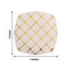10 Pack | White/Gold 7" Plastic Square Salad Dessert Plates, Geometric Disposable Plates