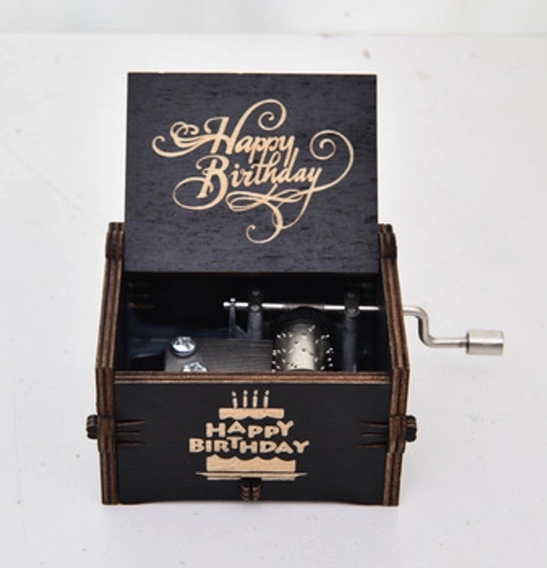 Happy Birthday Creative Painted Wooden Hand-cranked Simple Modern Music Box