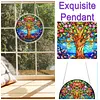 (25cm)DIY Acrylic Jigsaw Puzzle Window Hanging with Hanging Chain DIY Stained Glass Decoration Round Window Puzzle Decor for DIY Craft Project (Floral Tree of Life)