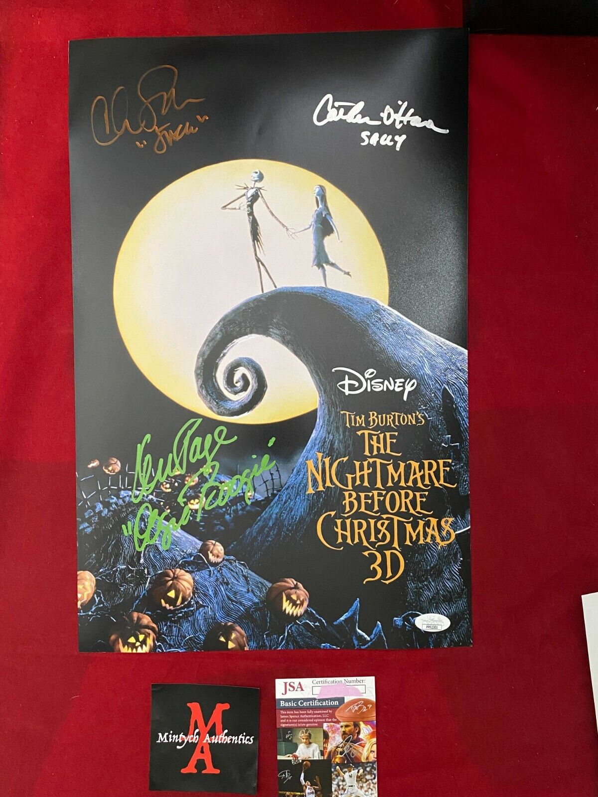 THE NIGHTMARE BEFORE CHRISTMAS CAST SIGNED 11X17 Photo Poster painting! SARANDON, O'HARA, PAGE!
