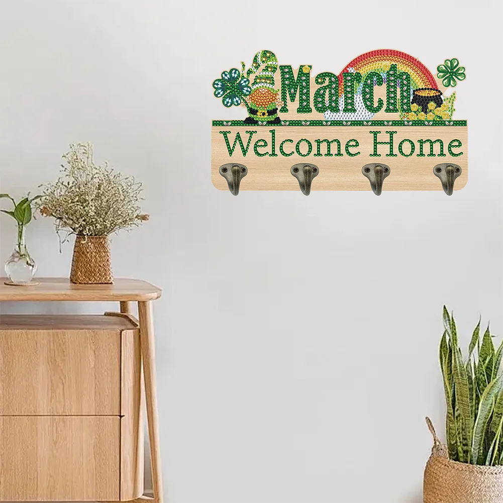 DIY Wooden Calendar March DIY Diamond Art Craft Wall Hooks for Beginners Adults