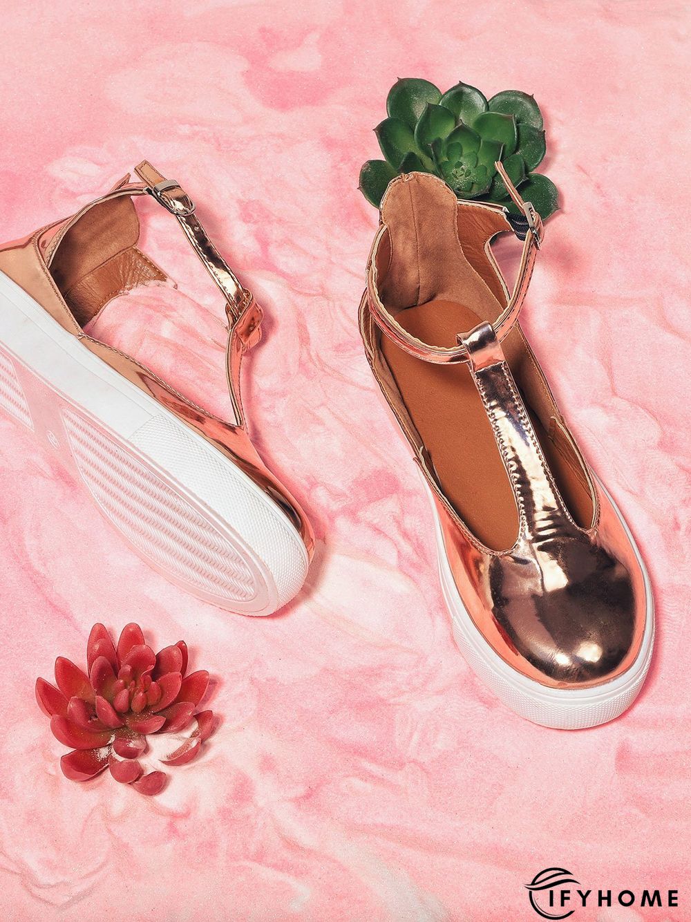 Summer Sandals Round Toe Shoes with Adjustable Buckle | IFYHOME