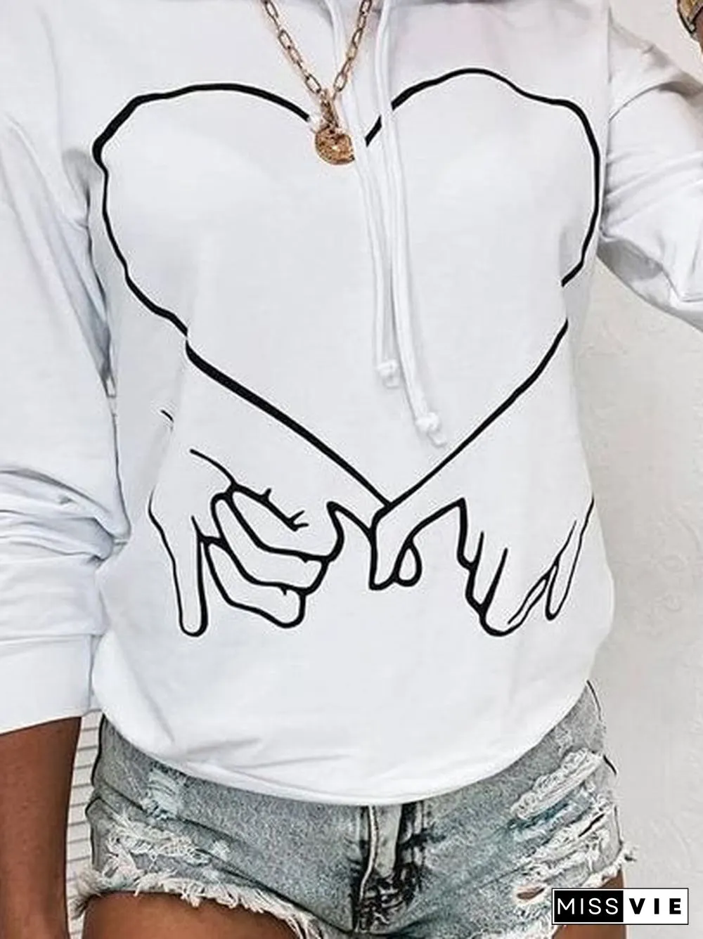Cotton-Blend Casual Hoodie Shift Sweatshirts