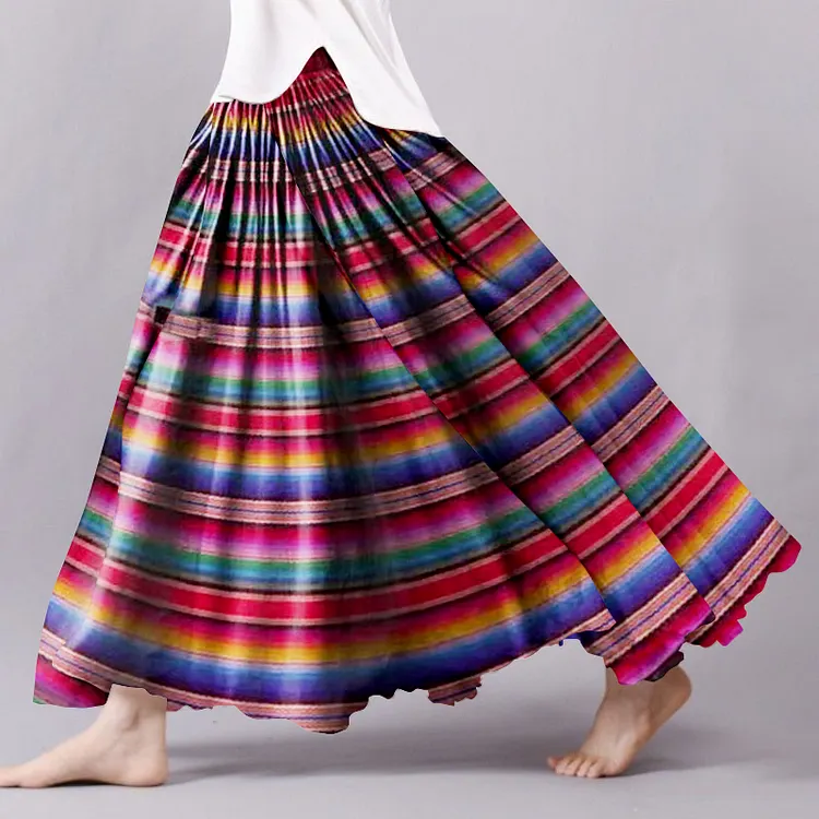 Vintage Cinco De Mayo Inspired Pattern Flowy Wide Skirt