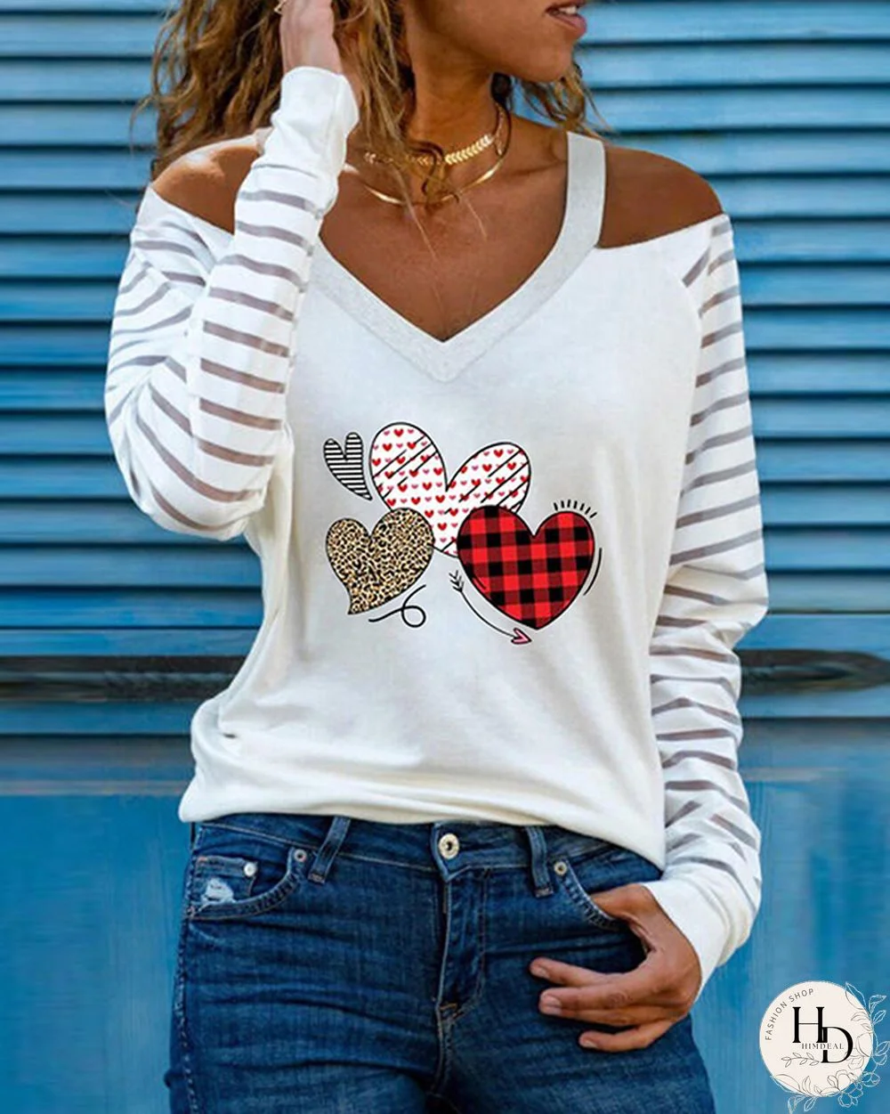 Valentine's Day Heart Panel Long Sleeve Top