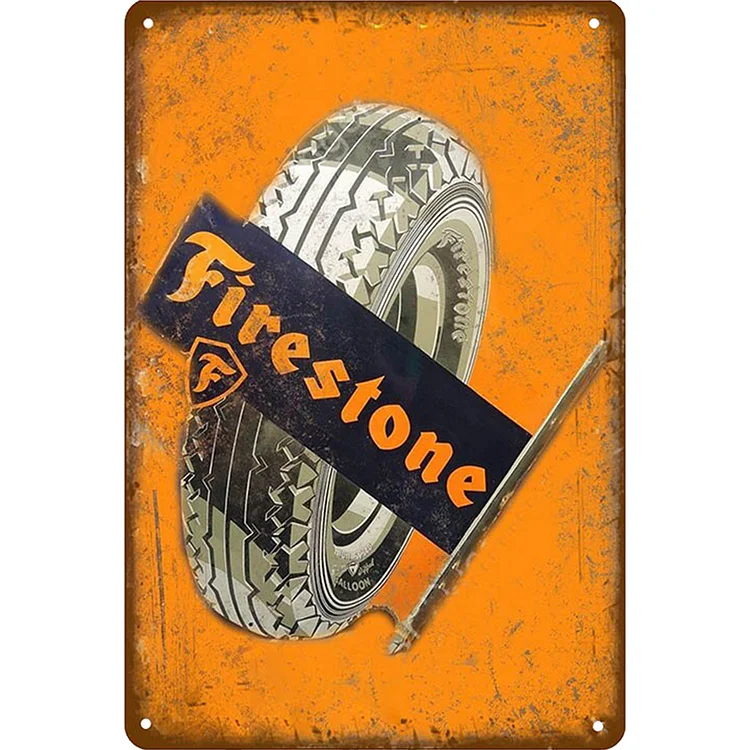 Firetstone Tire - Vintage Tin Signs/Wooden Signs - 7.9x11.8in & 11.8x15.7in