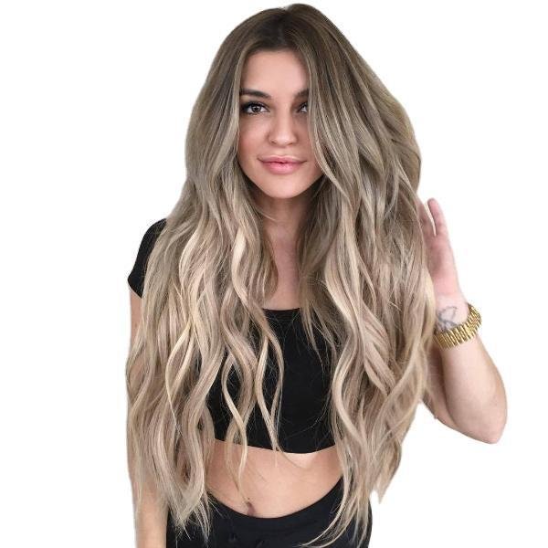 Long Curly Hair Big Wave Gradient Color Chemical Fiber Headgear | EGEMISS