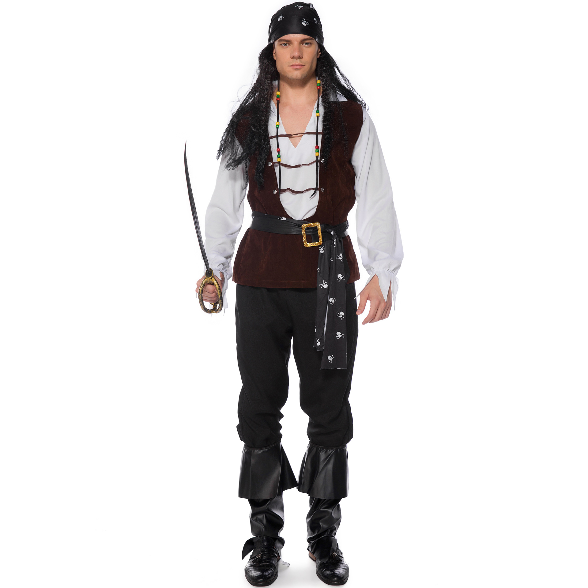 [Wetrose] In Stock Black Beard Cosplay Costume Halloween Pirate Sailor Captain Movie Full Set For Man