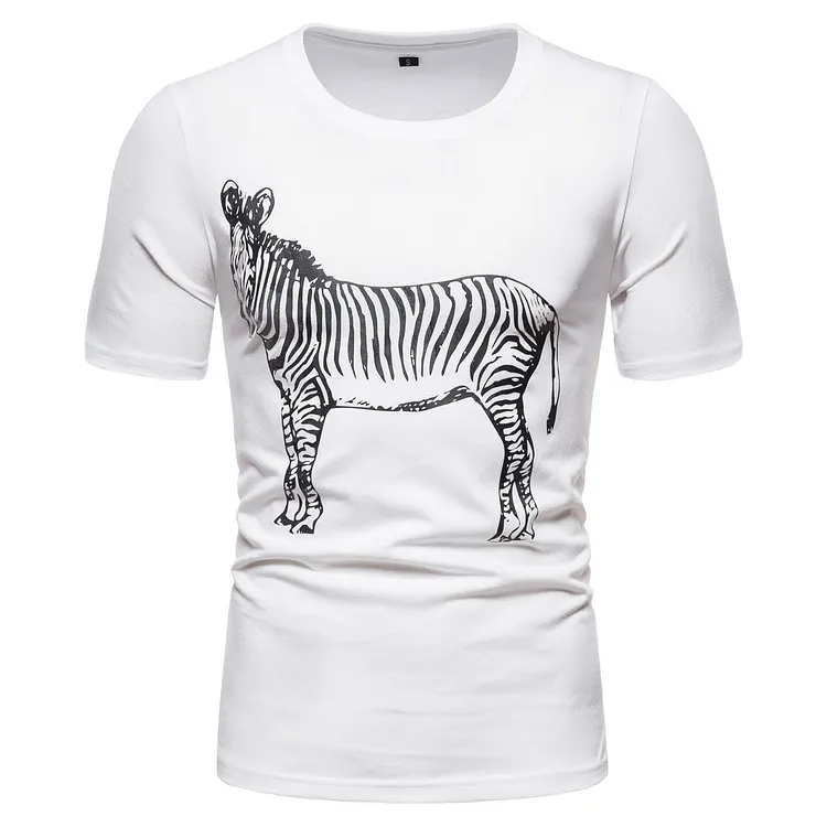 Zebra T Shirt Crew Neck Stripes