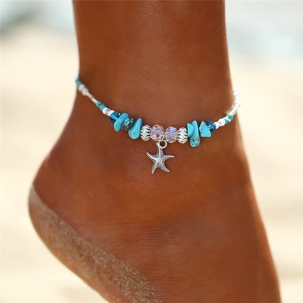New Bohemia Starfish Beads Anklet Beach Chain Bracelet Ankle Jewelry For Women - Shop Trendy Women's Fashion | TeeYours