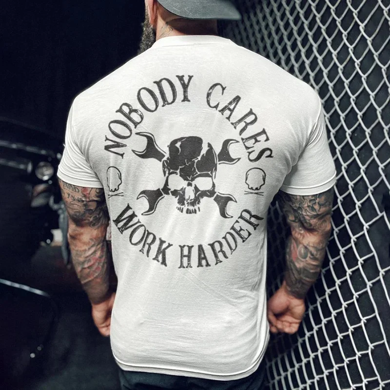 Nobody Cares Skull Print T-shirt ctolen