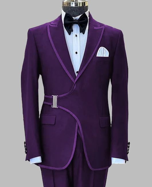 Formal Tunrdown Collar Belt Pocket Long Sleeve Tuxedo 