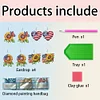 (US Only)4 Pairs Double Sided Sunflower Flag Diamond Painting Earrings for Women Girls