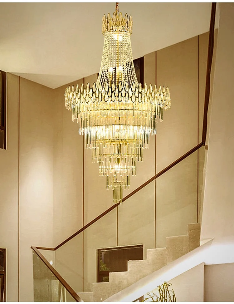 Gold crystal chandelier for living room, staircase, lobby, stairwell