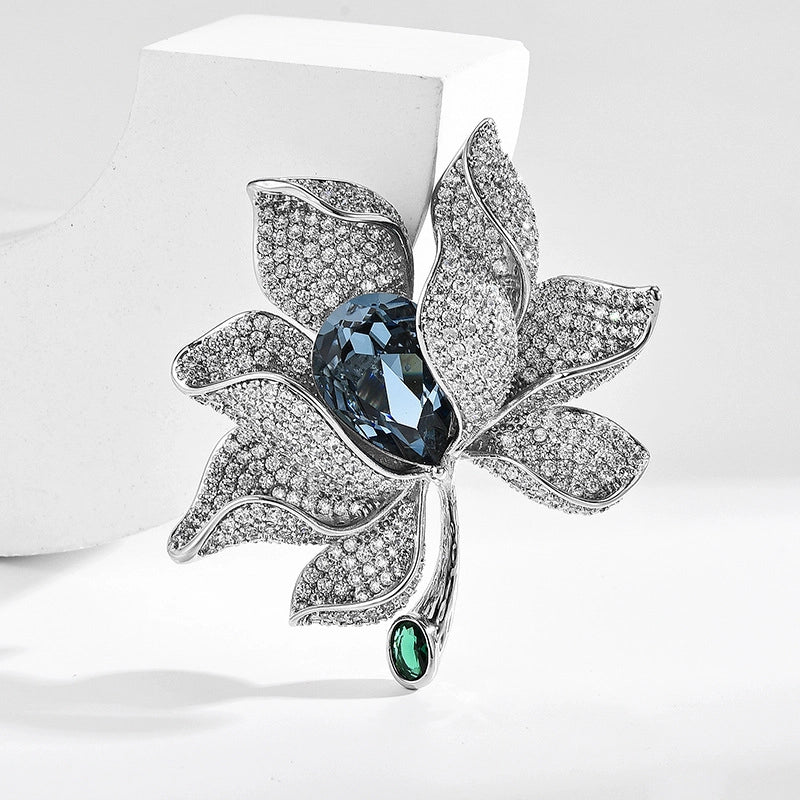 Retro Pin Flower Copper Plating Inlay Zircon Women’s Brooches