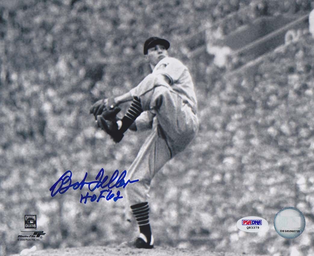 Bob Feller SIGNED 8x10 Photo Poster painting + HOF 62 Cleveland Indians PSA/DNA AUTOGRAPHED