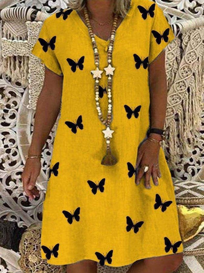 Print Short Sleeve Casual Animal Print Dresses
