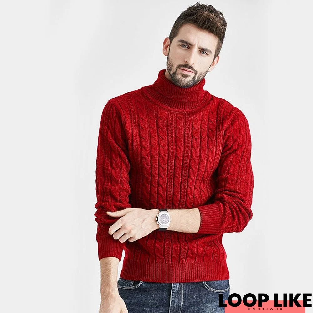 High Neck Versatile Men's Sweater