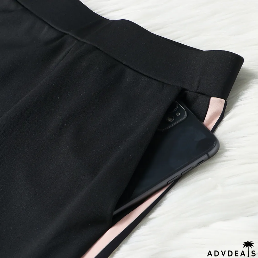 Winter Wholesale Womens Stripes Patch Black Long Sleeve Top And Pants Wholesale Womens 2 Piece Sets