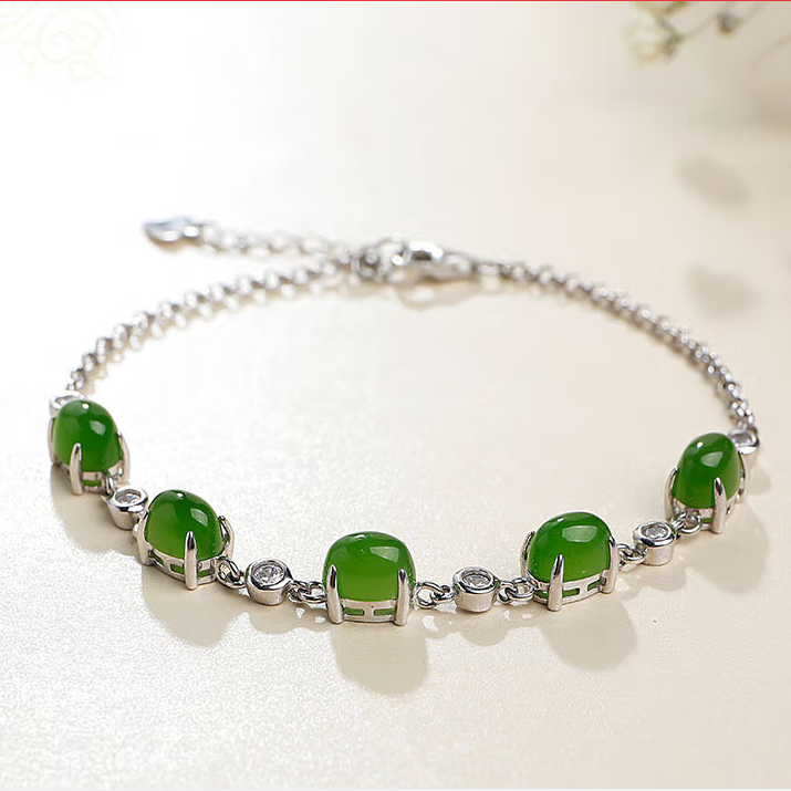 High Standard Elegant and Minimalistic Jade Bracelet with Sterling Silver
