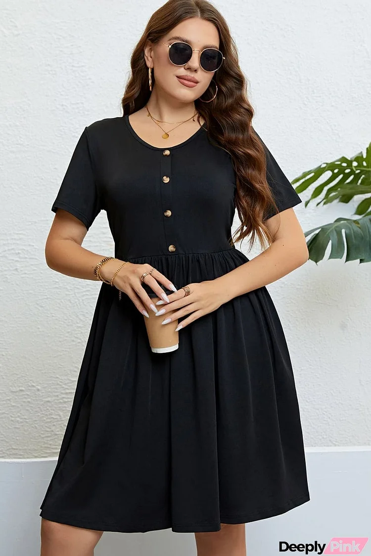 Buttoned Short Sleeve Dress