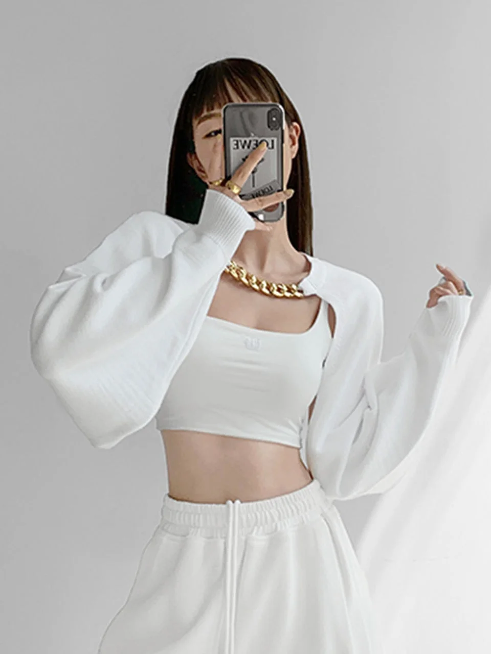 Billlnai 2023 Shawl Chain Hanging Neck Long Sleeve Sweater Y2k Clothes Korean Tops For Women Black White Jumper Autumn Sweaters Winter