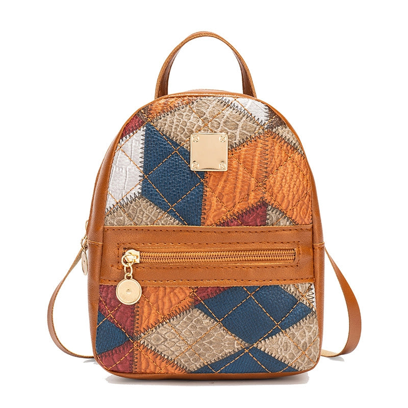 Geometric Color Block School Daily Shopping Women’s Backpack