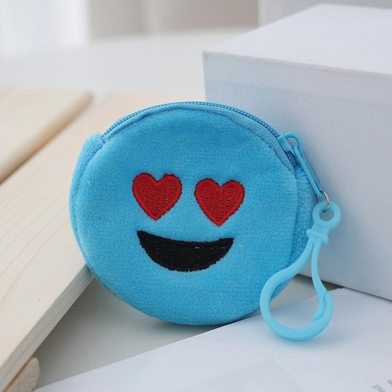Unisex Face Plush Zipper Kids Wallets