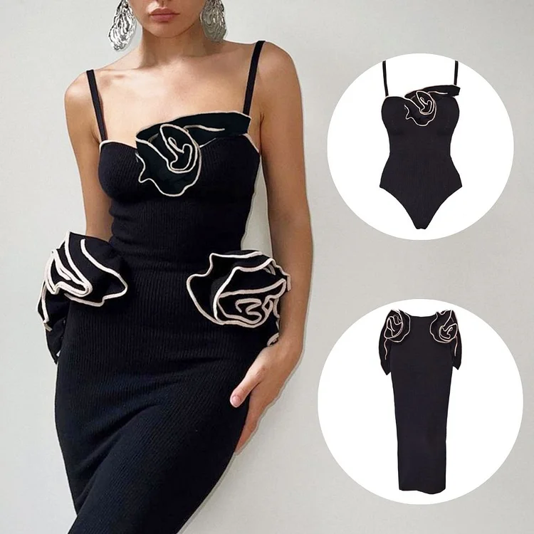 3D Flowers One Piece Swimsuit and Skirt