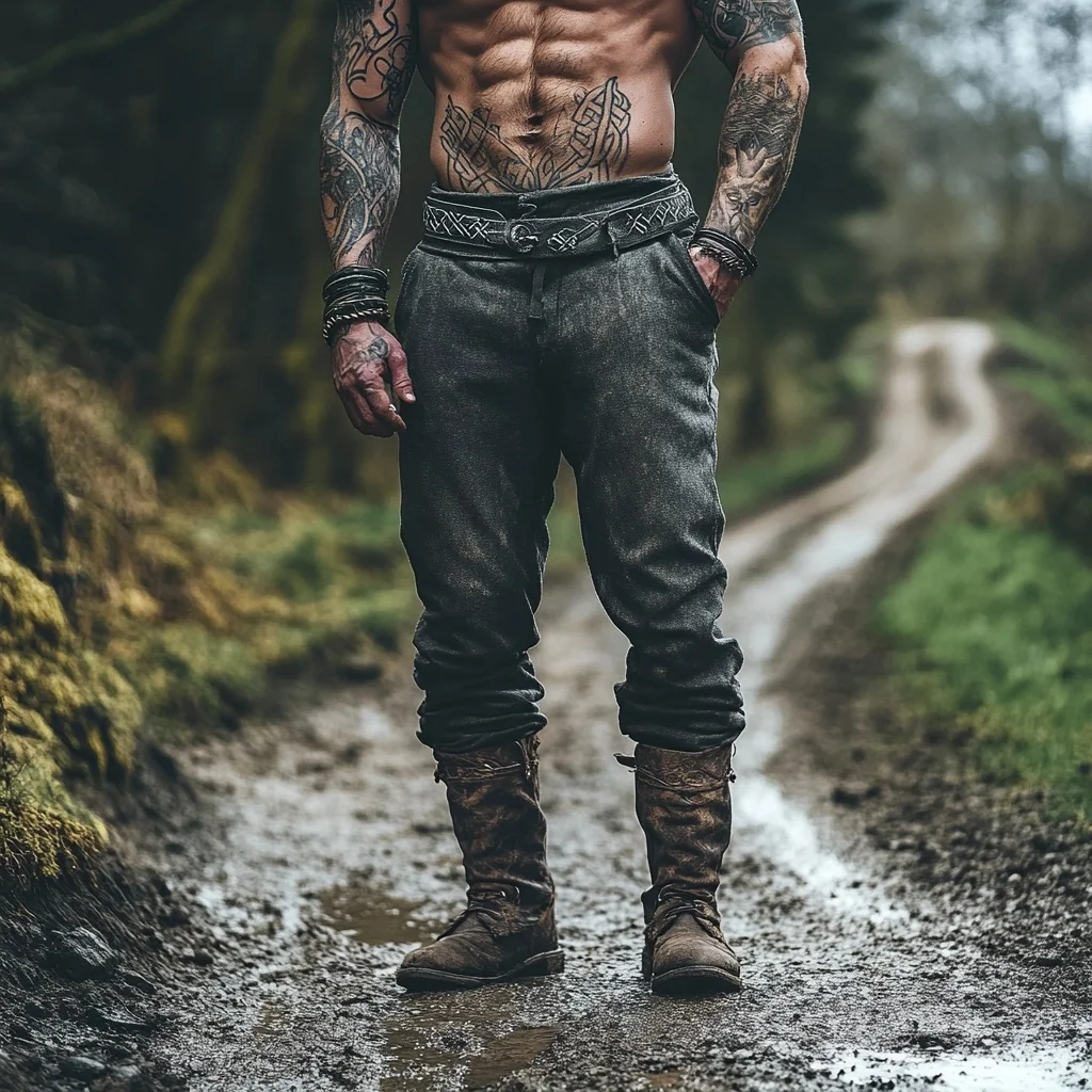  Men's Tactical Combat Trousers with Unique Tattoo Design-inspireuse