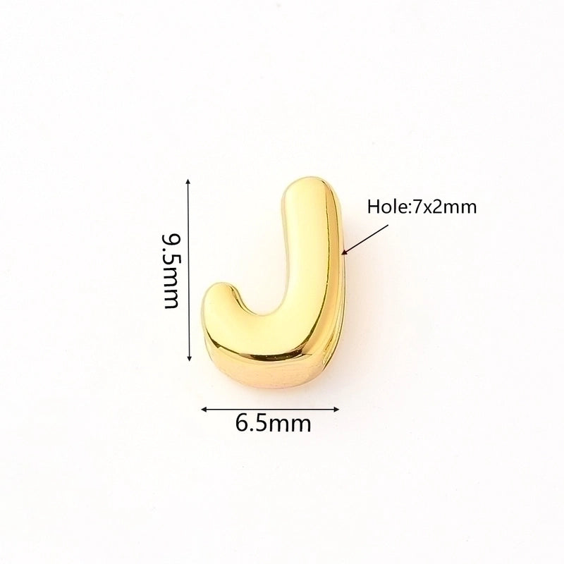 1 Pc/Package 9.5x6mm 9.5×7.5mm 9.5x8mm 7x2mm Copper 18K Gold Plated Letter Bubble Polished Beads