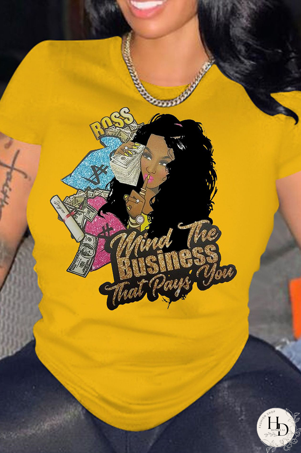 Tangerine Red Casual Print Split Joint O Neck T-Shirts