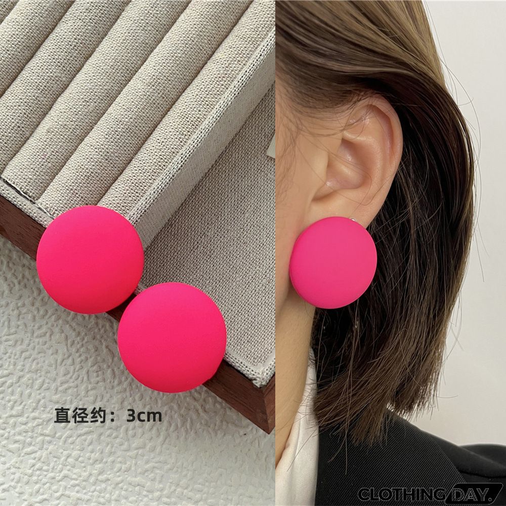 Women Fashion Geometric Fluorescent Rose Without Ear Hole Ear Clip Earrings