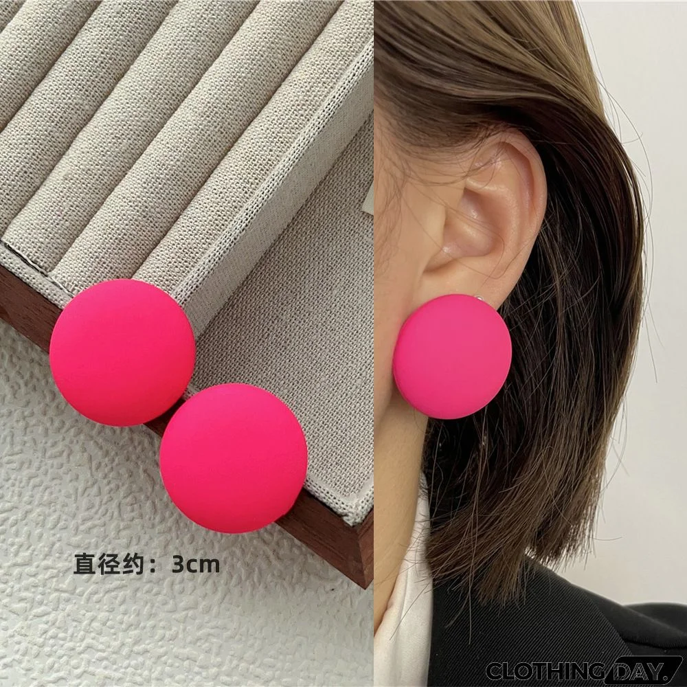 Women Fashion Geometric Fluorescent Rose Without Ear Hole Ear Clip Earrings