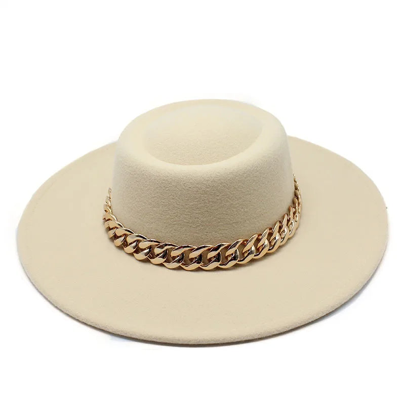 British Elegant Round Concave Flat Top Woolen 8.5cm Top Hat Men And Women Fashion Flat Top Woolen Top Hat