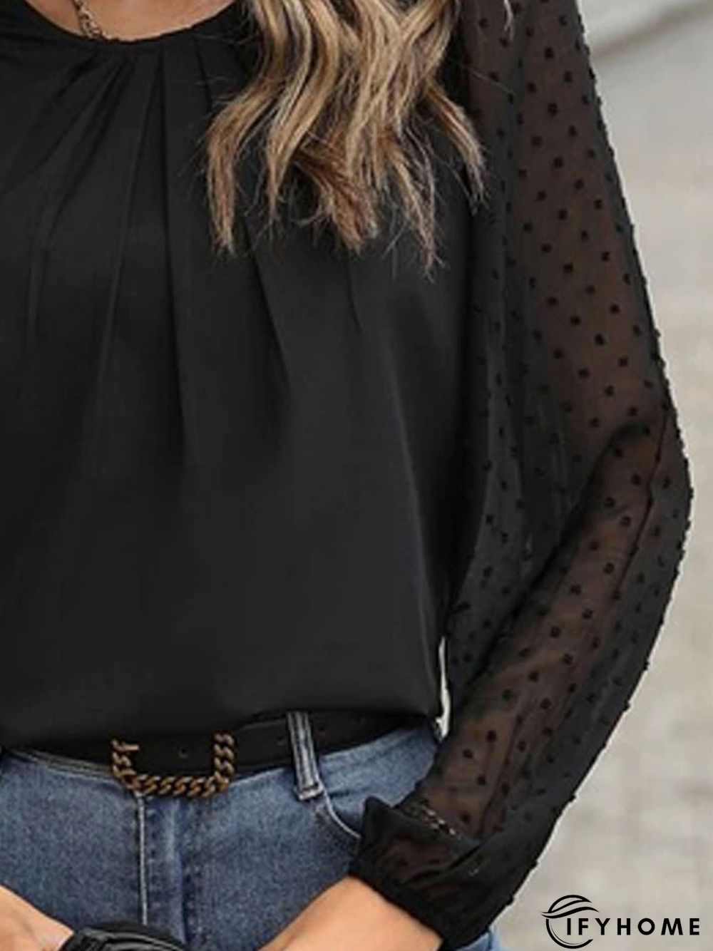 Casual Crew Neck Split Joint Daily Loose Blouse | IFYHOME