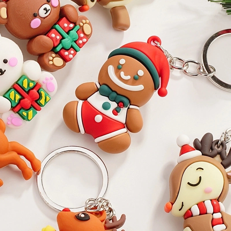 Cute Bear Snowman Elk Metal Christmas Unisex Keychain