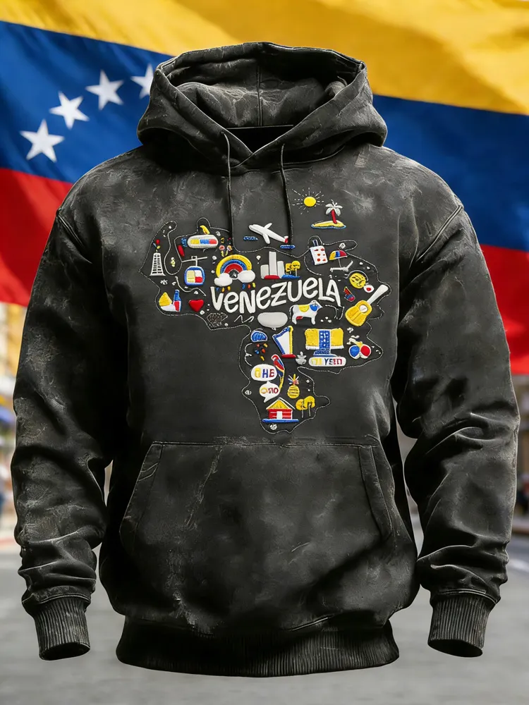 Unisex Venezuelan Colorful Slogan Hooded Sweatshirt