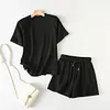 2022 Fashion Clothes Women Summer Short Sleeve T Shirts With Mini Shorts Stretch High Waist Two Pieces Sets Ladies Outfits