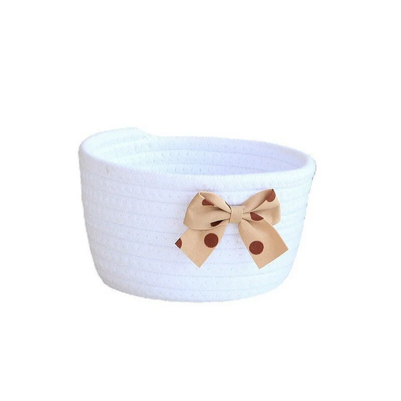Bowknot Cotton Rope Storage Basket Weaving Nordic Sundries Baby Toys Dirty Clothes Finishing Baskets Desktop Small Organizer Box