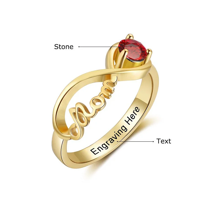 Personalized Mom Ring with Birthstone Infinity Mother Ring Unique Gift for Mother