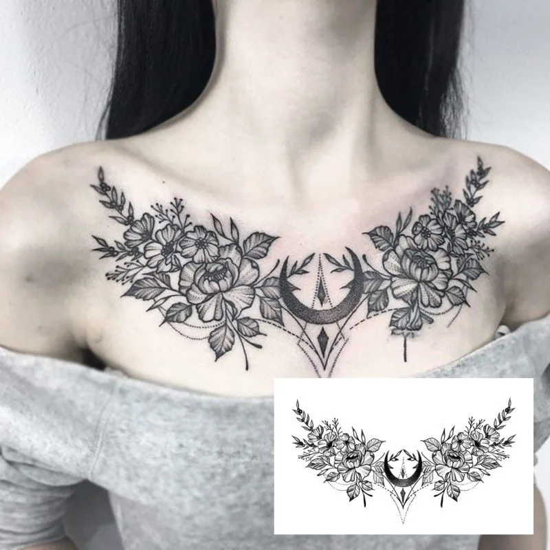 Sdrawing 4/5/9/10/18 PIeces Long Lasting Blue Flower Jewelry Tattoo Sticker Sexy Belly Block Scar Stretch Marks Waterproof Tattoo Sticker