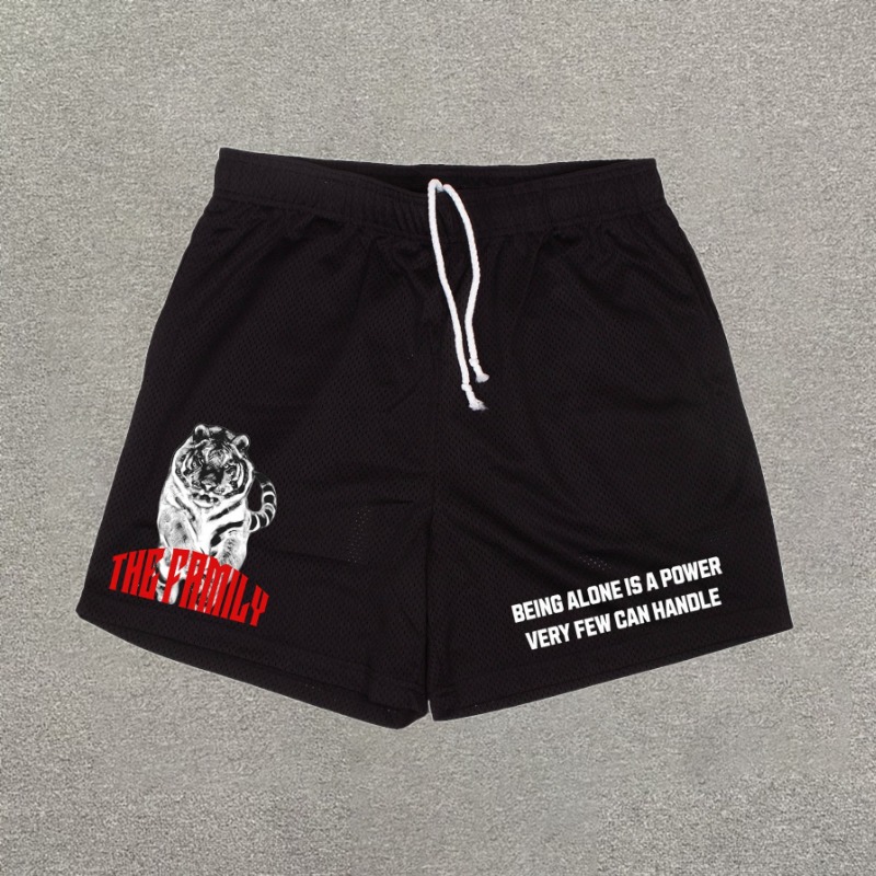 Sopula Animal Text Print Casual Street Mesh Shorts - SOPULA