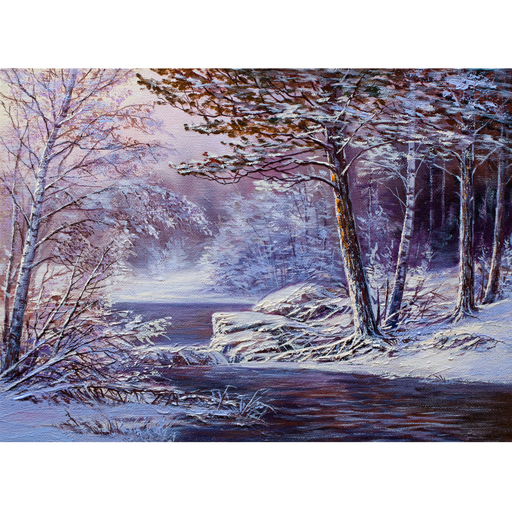 

40*30CM-Round Drill Diamond Painting-Winter Stream, 501 Original