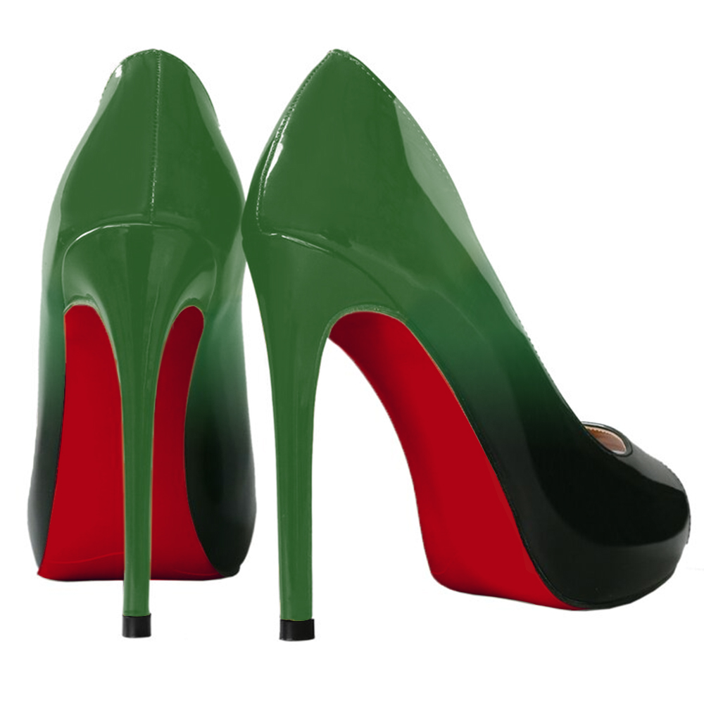 120mm Women's Platforms Heels Party Wedding Pumps Gradient Color Green Black-vocosishoes