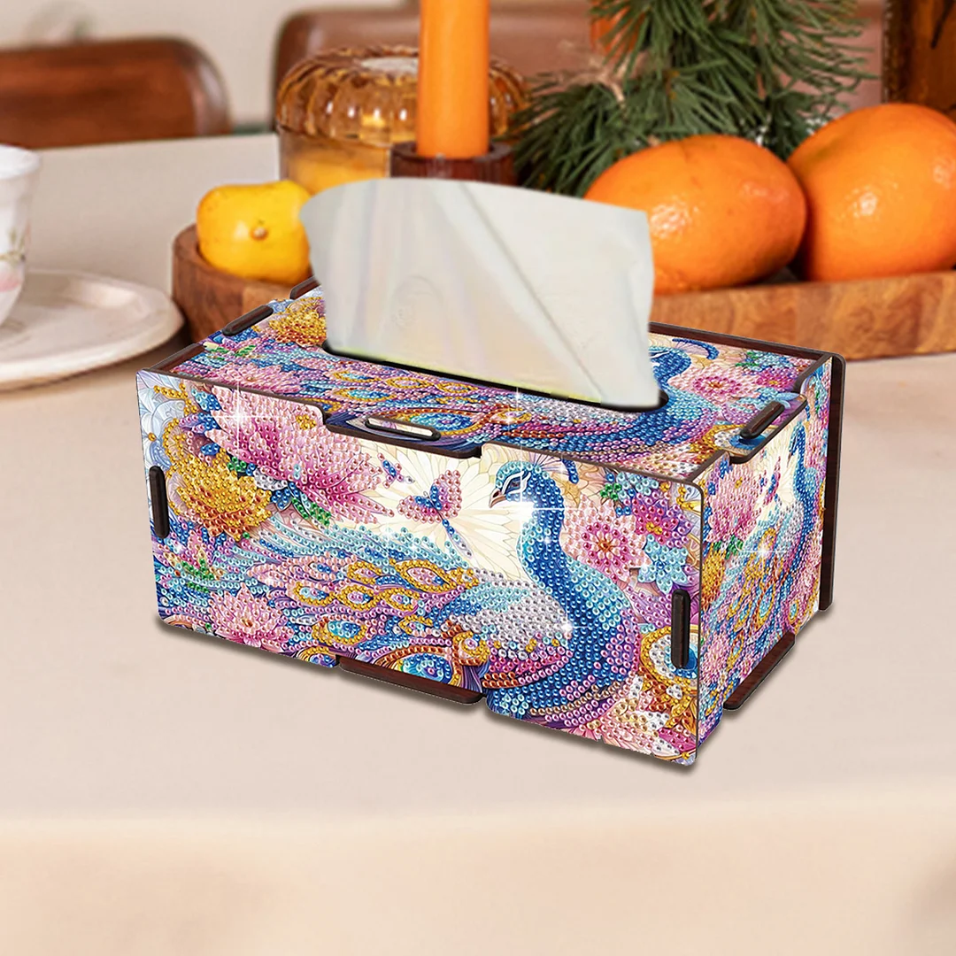 Wooden Diamond Painting Tissue Box for Home and Office Decoration (ZJH016)